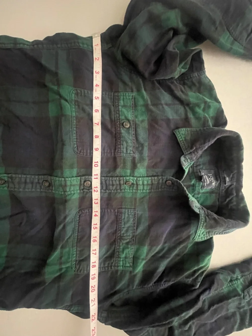 J.Crew Flannel Shirt Men’s L Slim Fit Green Black Buffalo Plaid Cotton Button Up